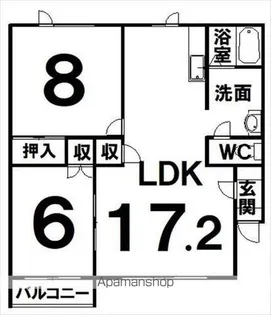 コーポ宝来A館【1階】の間取り